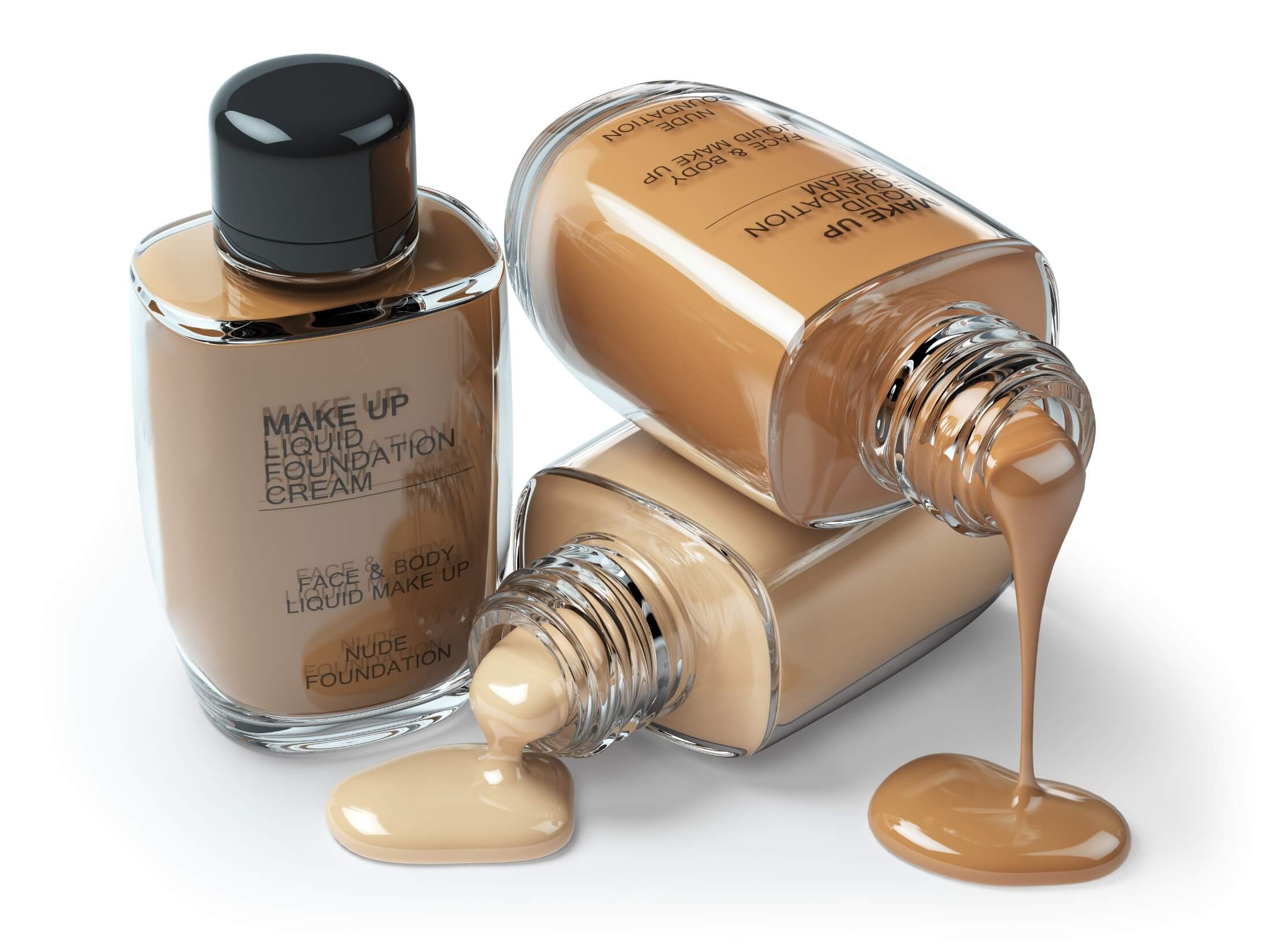 Esmaltes líquidos empilhados e derramando.