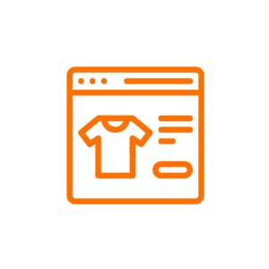 ìcone laranja representando página web com uma camiseta em destaque.